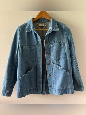 Carleen Light Blue Triangle Pocket Denim Jacket - Women's Jean Jacket
